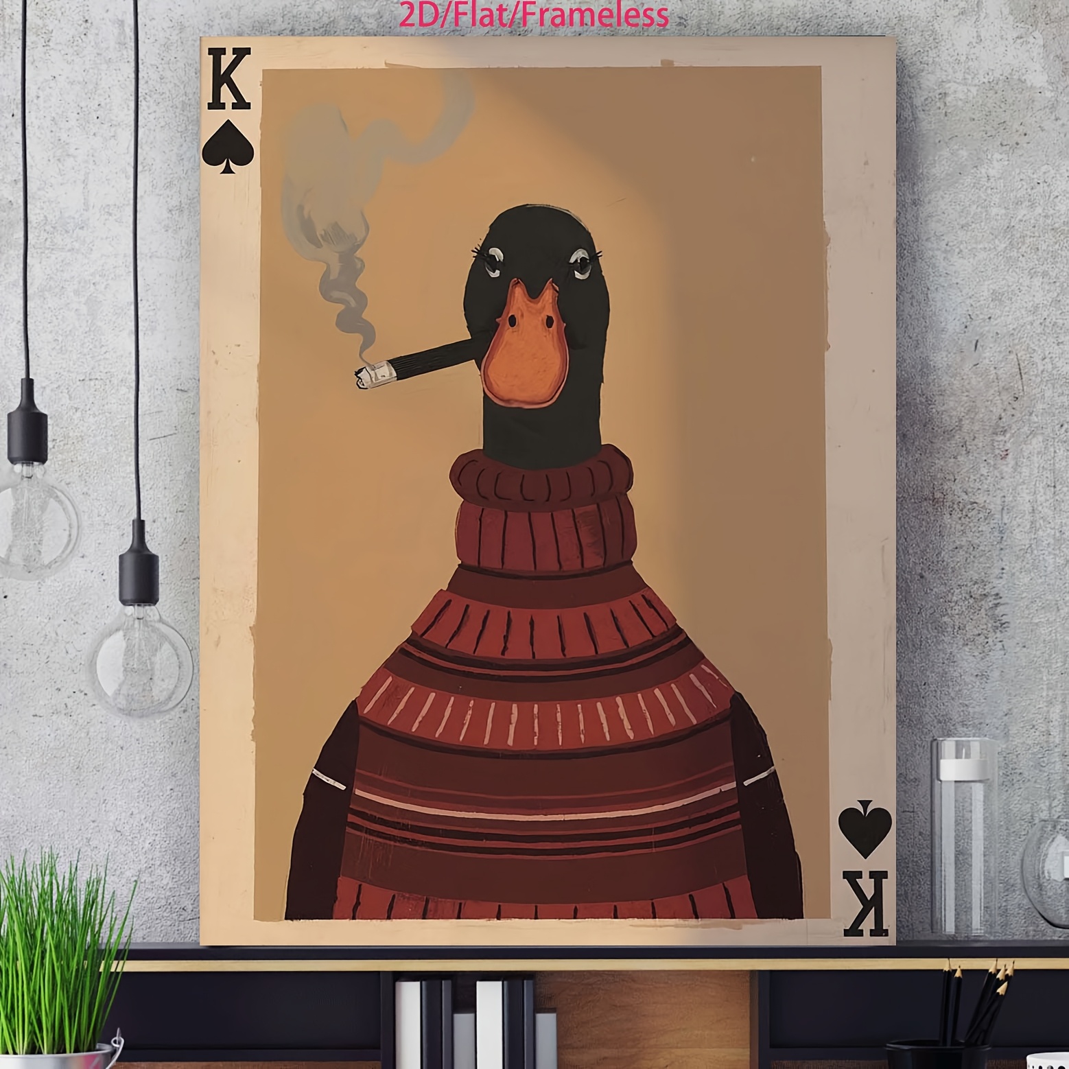 duck with cigarette Mallard Smoking a Vintage Poster Art Funny Retro Whimsical Print Cabin Wall Decor Outdoor Sports Hunter Illustration Smoking Duck in black posters