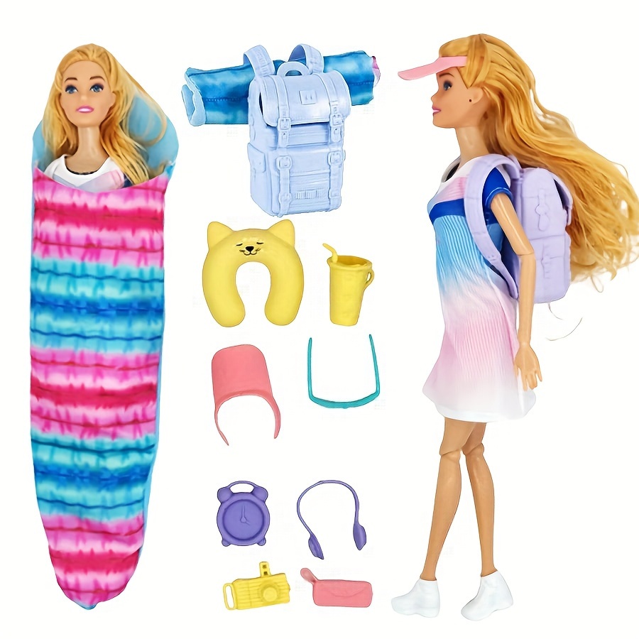 

10-piece Adventure Set For 11.5-12in/28-30cm Dolls: Includes Backpack, Sleeping Bag, And Accessories