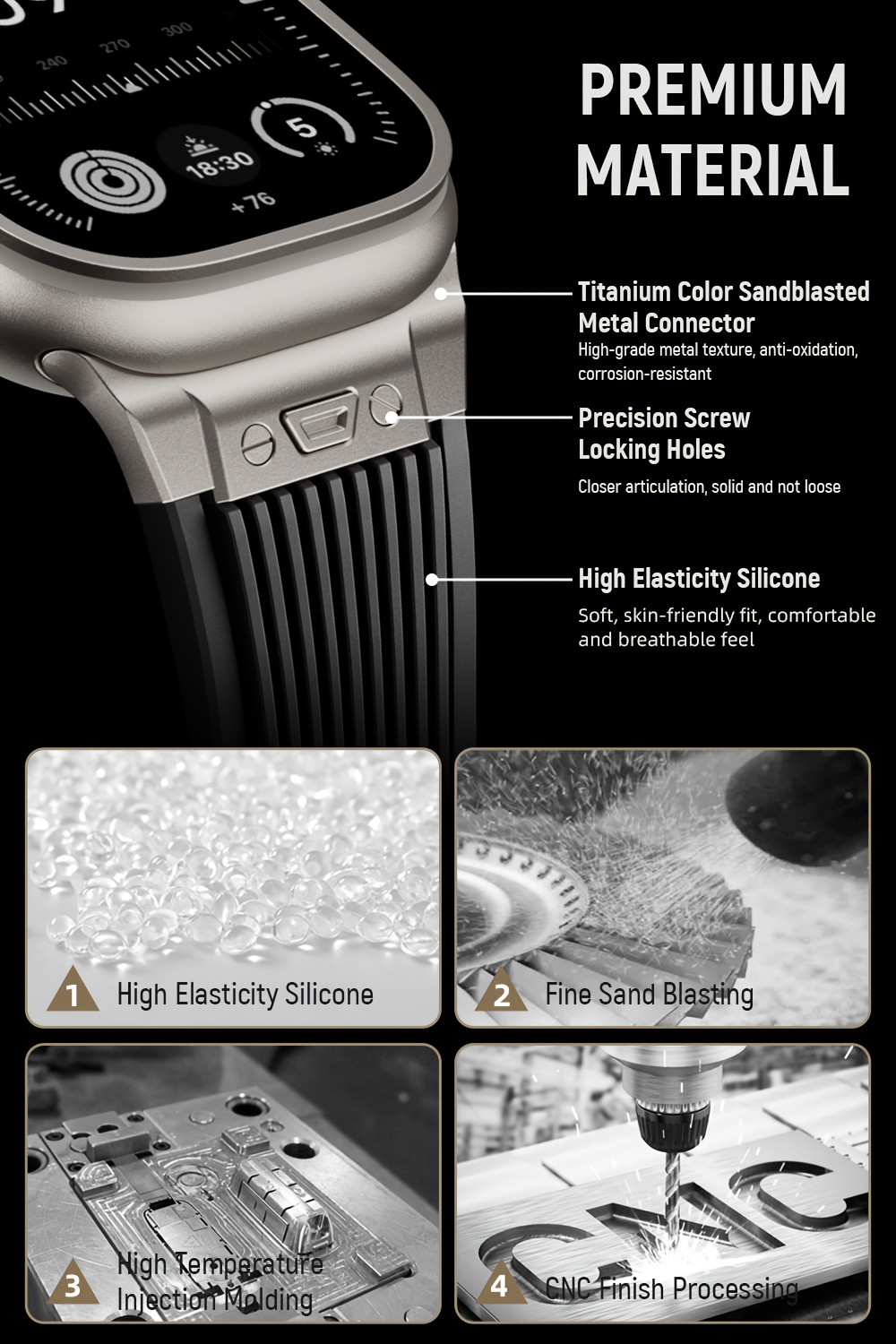 Bracelet de Montre ! Bracelet de Luxe pour Homme Compatible avec Apple Watch Ultra 2, 1, 49mm, iWatch 49, 46, 45, 44mm, 10, 9, 8, 7, 6, 5, 4, Séries SE