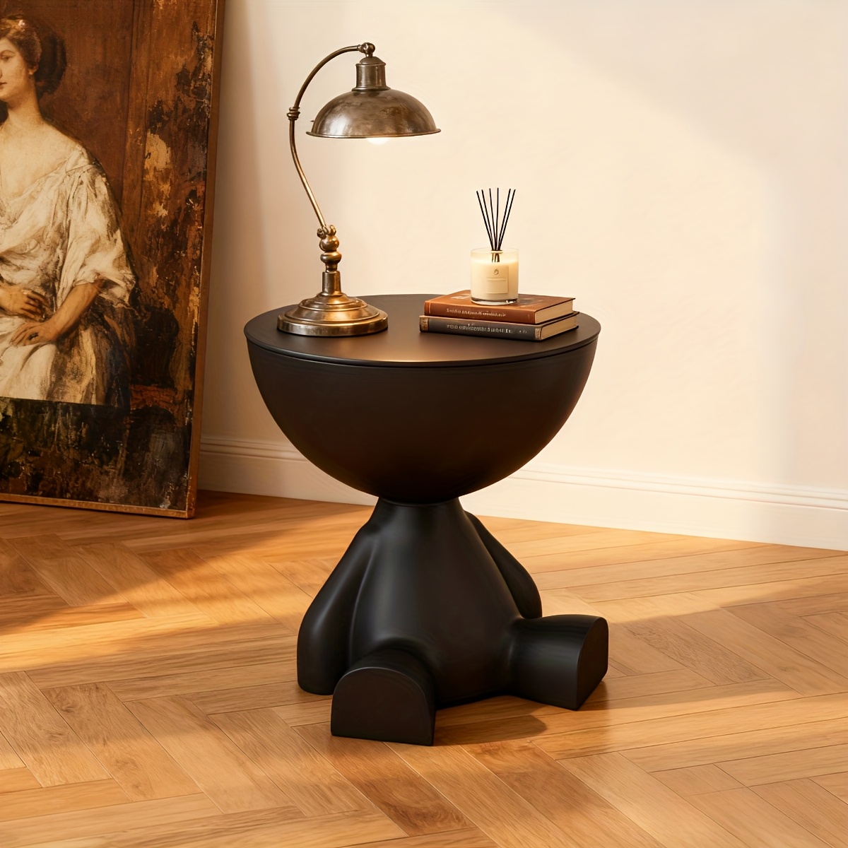 TEMU Cute Round Storage Side Table, Sofa Bedside Cabinet, Modern Bear-shaped Plastic Nightstand, Stylish Living Room Decor, For Small Spaces, Fun