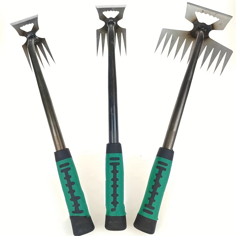 Rastrillo de hierro para jardinería y deshierbe, rastrillo de herramientas  de jardín resistente, rastrillo de mano de acero al carbono para desmalezar