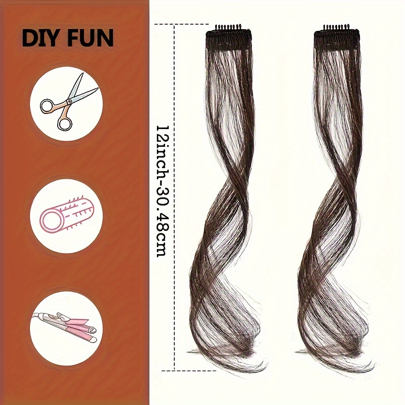 2pcs side   bangs clip in wig set with long sideburns 12 inch synthetic hair extensions for women   wave   music festivals christmas parties everyday use festive hairpiece sleek hairpiece   hairpiece details 2