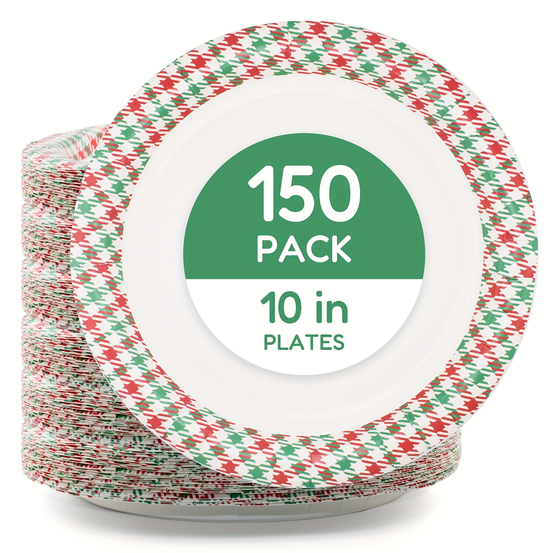 TEMU 150 Pack 10in Christmas Disposable Plates - Heavy Duty Dinner Plates, Red Green Holiday Party Supplies, Leak And Grease Resistant For Catering Bbq Picnic, , , Labor Day, Office Party, Day, Event
