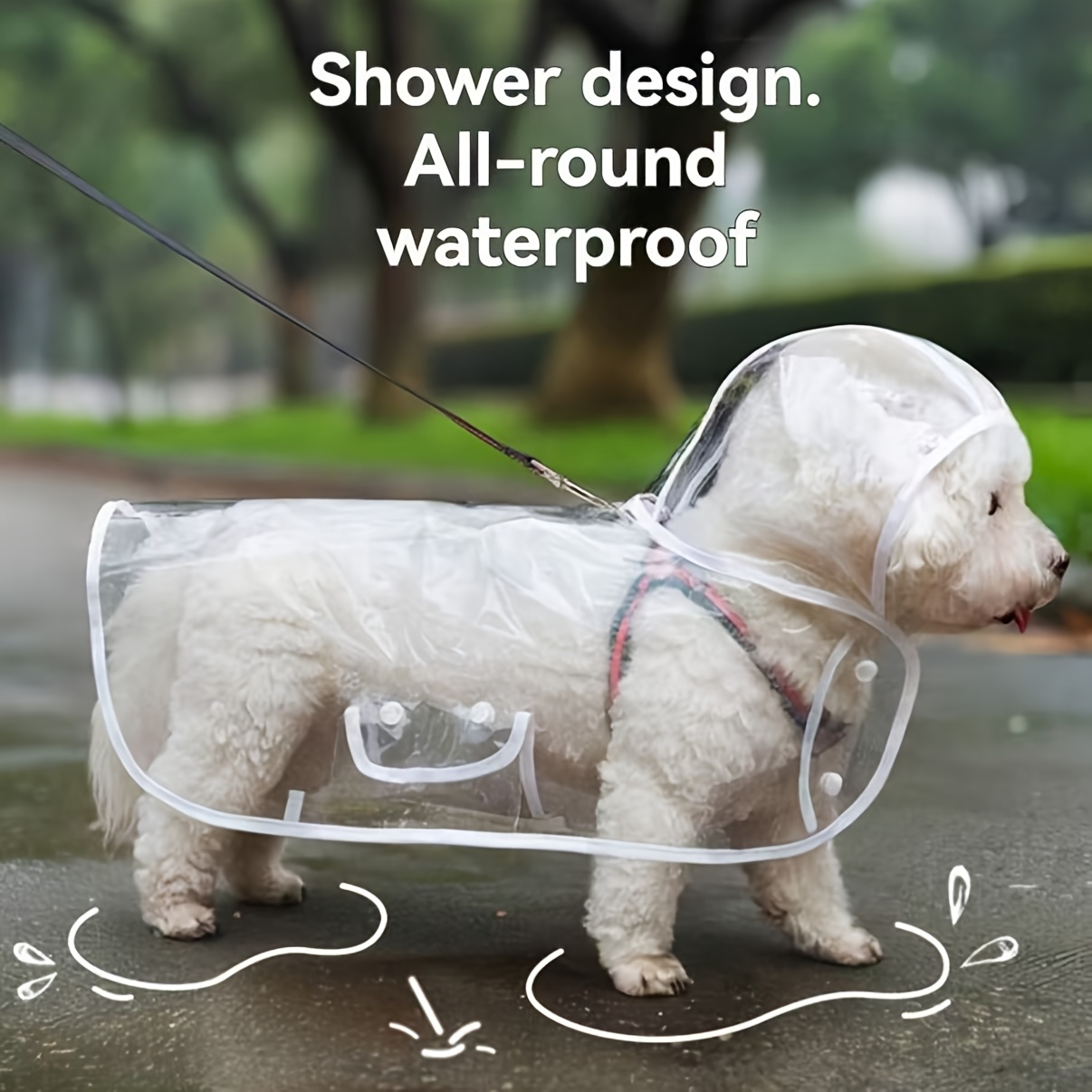 transparent dog raincoat pvc   button   for to medium breeds ideal for teddy bichon frise   walking gear dog raincoat transparent raincoat pvc raincoat