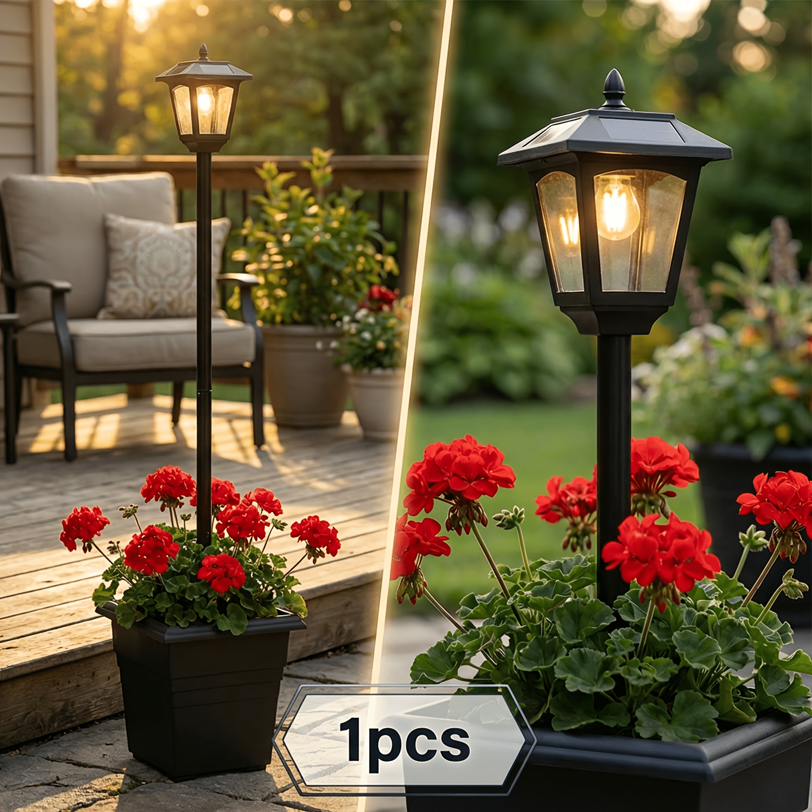 TEMU 72" Solar Outdoor Light With Planter, Solar Post Lamp Ligts, Garden Lights For Backyard, Pathway, Patio, Lawn, Driveway Decor, Warm White Pole