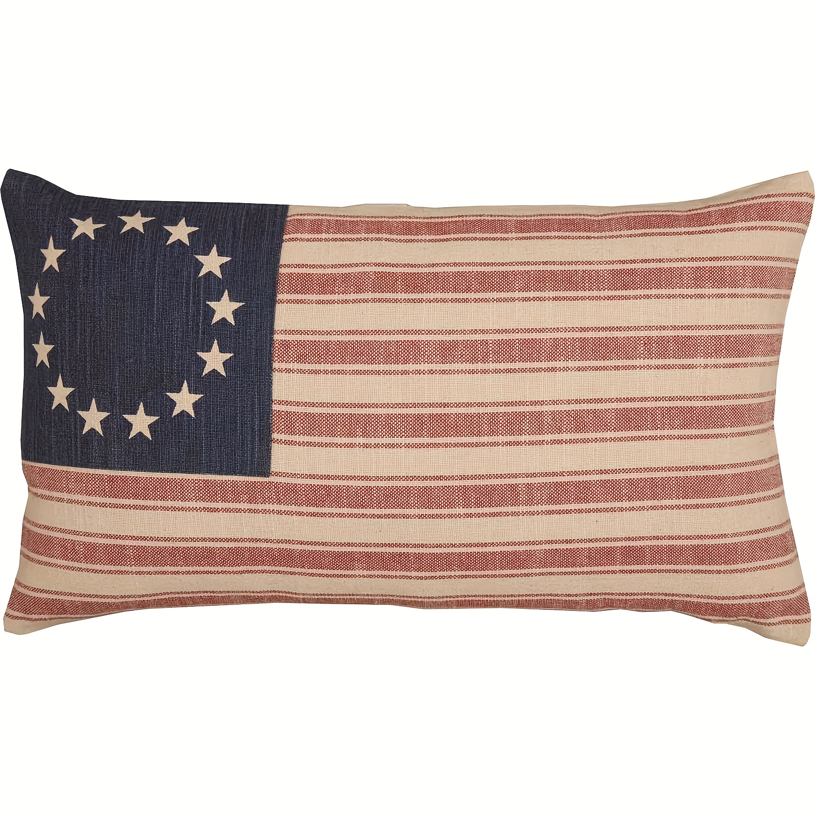TEMU 1pc, Red Ticking Flag Throw Pillow Cover, Historical Flag, Americana Style (single-side 2d Print, No Embroidery, Polyester, Pillow Inserts Not