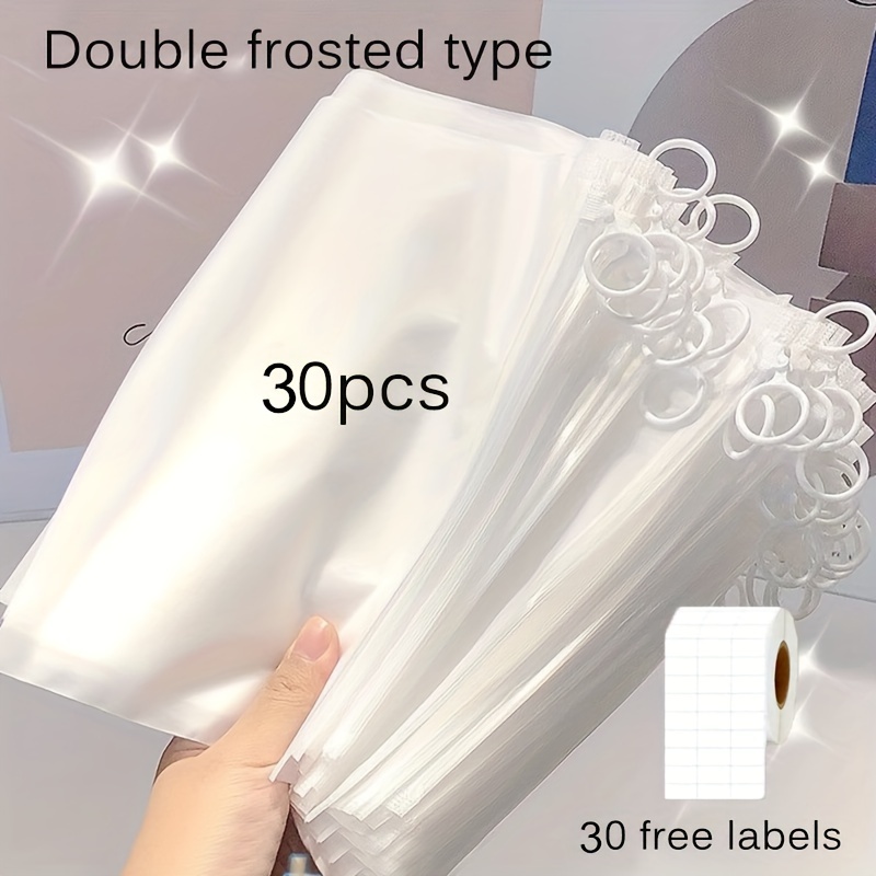 Image of 10/30/50pcs Easy And Practical Storage Bags, Small Items Packaging Bag, Multi-functional Frosted Storage Bag, Portable Pull Ring Transparent Bag, Document Bag
