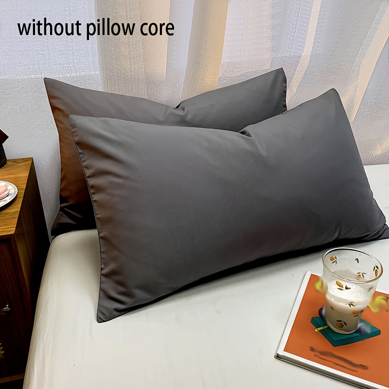 Simple 2pcs Set, Solid Color 90g Pillowcases, Rectangular With Envelope Closure, Breathable Pillowcases, Machine Washable, Suitable For Bedrooms, Guest Rooms, Hotels, Etc., Black, 20x30 Inches