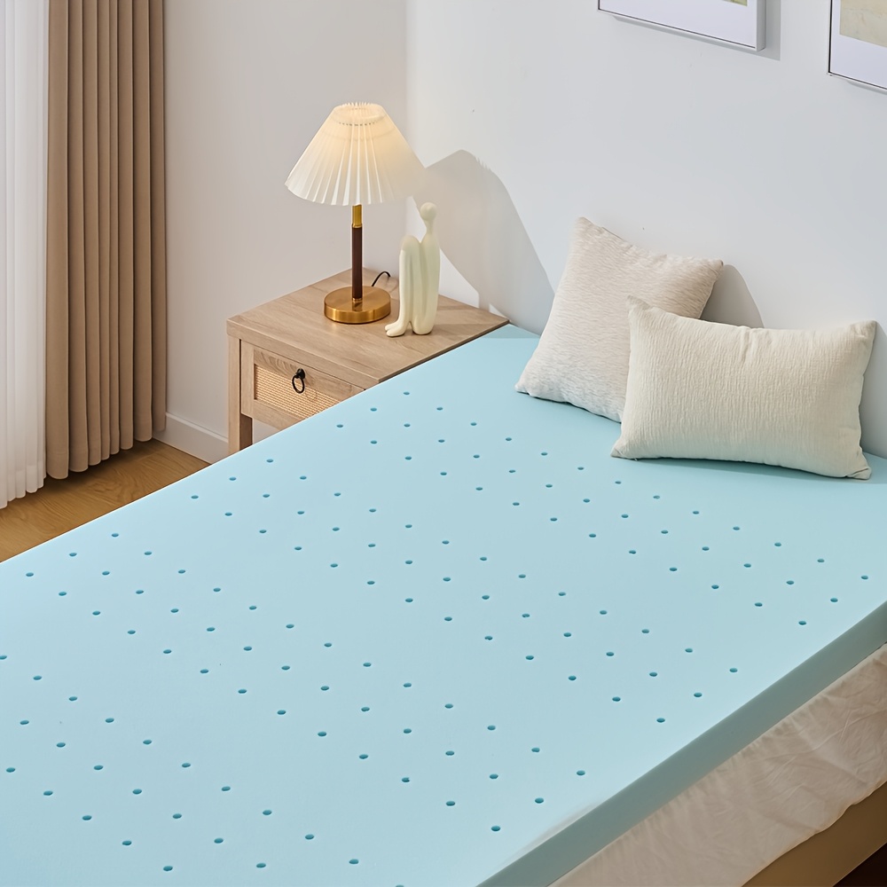 TEMU Breathable Gel Memory Foam Mattress Topper With Larger-pore Zones, Breathable Soft Mattress Topper, Cooling Mattress Topper, Gel, High-quality