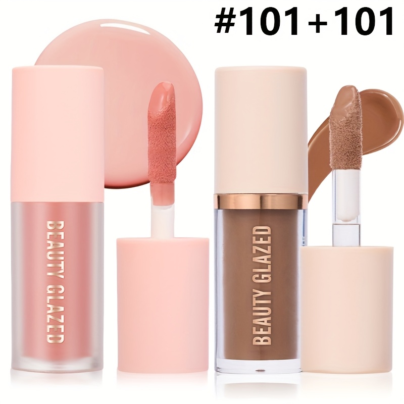 2pcs/set Liquid Contour Makeup Set, Shades With Bronzer And Blush, Non-greasy Long-wear Face Contouring, Easy To Sculpt And Create A Lightweight Finishing Makeup