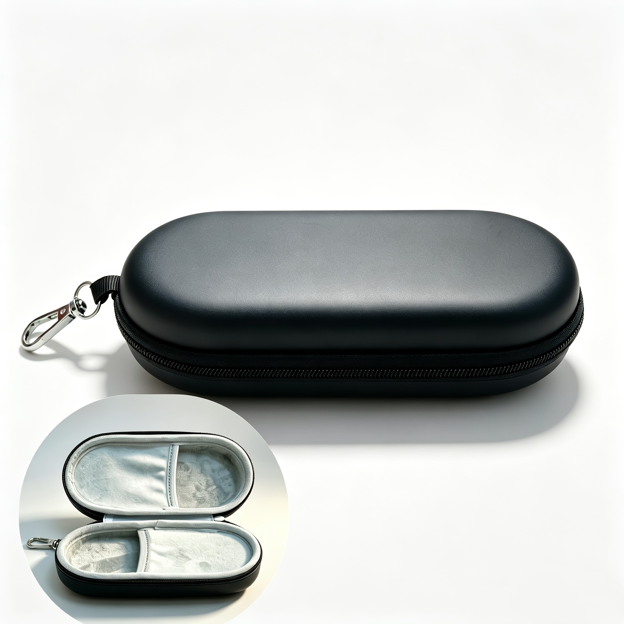 TEMU Double-layer Glasses Case For Of Glasses With Clip And Zip Closure
