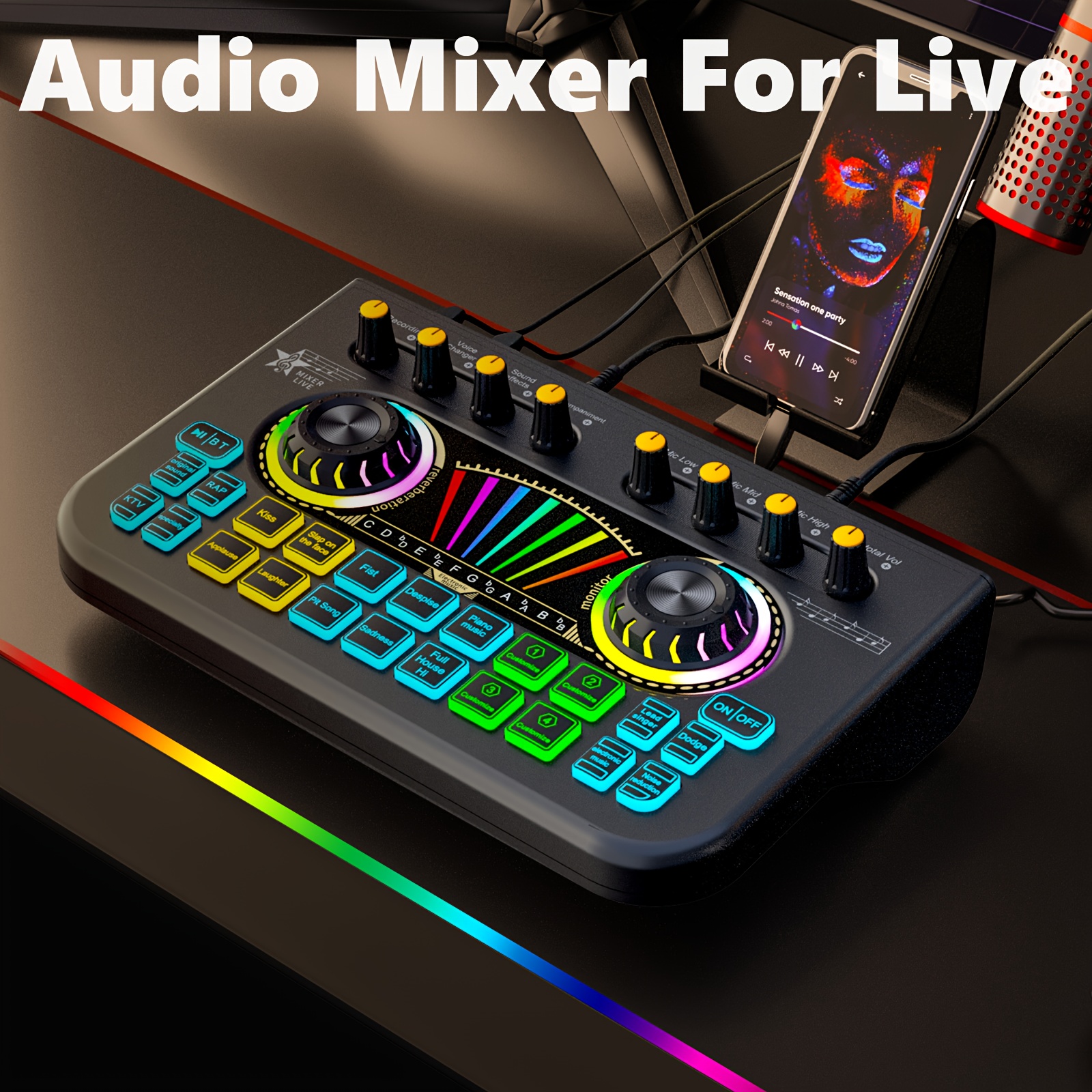 

Podcast Equipment Bundle, Audio Interface With Dj Mixer And Studio Microphone, Recording, Live Streaming, Gaming, Compatible With Pc, Smartphone,