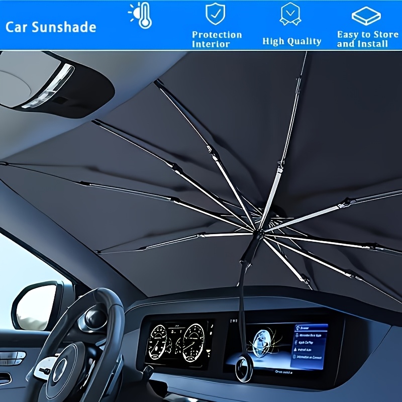 TEMU Front Windshield Titanium Silvery Car Sunshade - Front Windshield Heat Insulation And Uv Protection, Roll- For - Suitable For All Car Models -