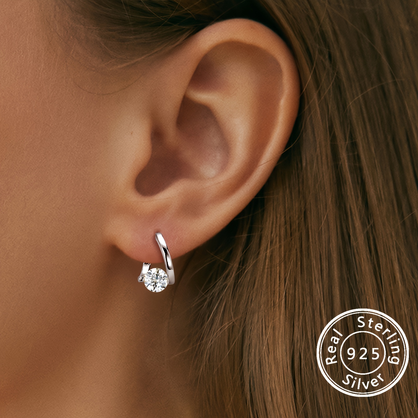 

1 Pair Moissanite S925 Sterling Silver Hoop Earrings For Women Round Cut Twisted Hoop Earrings Birthday Jewelry Gifts For Ladies