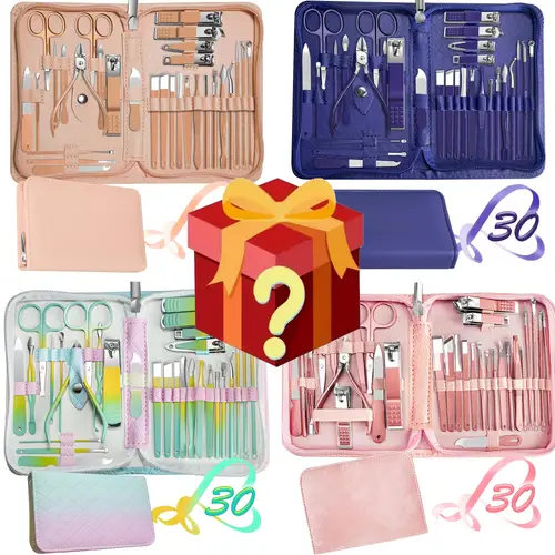 30pcs manicure set personal care grooming kit 30 in 1 professional nail clippers tool portable set with case gift giving