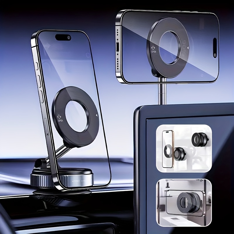 soporte magn&eacute;tico giratorio 360&deg; para tel&eacute;fono, plegable y extensible,   para iphone 16/15/14/13/12, material abs, no impermeable, uso multiescena para coche/ducha/viaje/gimnasio/espejos  , 1 pieza, Detalles del producto 1