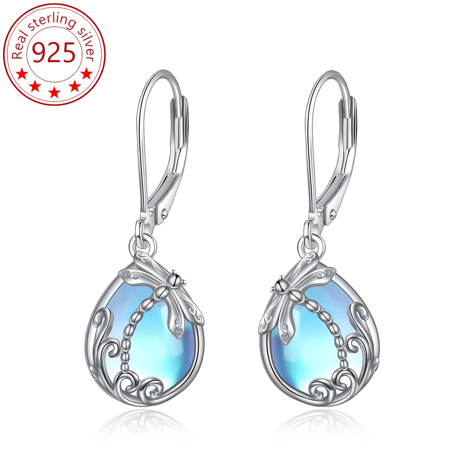 womens pure silvery french   earrings low allergy synthetic   925 pure silvery pendant earrings with bees hummingbirds dragonflies suitable for christmas gifts and anniversary gifts for mothers wives daughters and grandmothers Product details 0