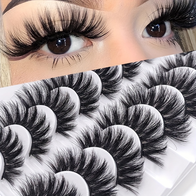 8 Pairs Of 25mm Mink Eyelashes 3d Drama False Eyelashes Handmade Fluffy Eyelashes Long 25mm Eyelashes Extended Makeup