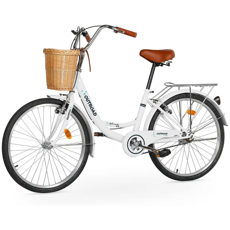 24/26- Inch * Bike for Women * Bike with Adjustable Seat, 1-Speed * Bicycle for Adults with Rear Rack Or Basket, High-Carbon * White 24/26- Inch * Bike for Women * Bike with Adjustable Seat, 1-Speed * Bicycle for Adults with Rear Rack Or Basket, High-Carbon * White