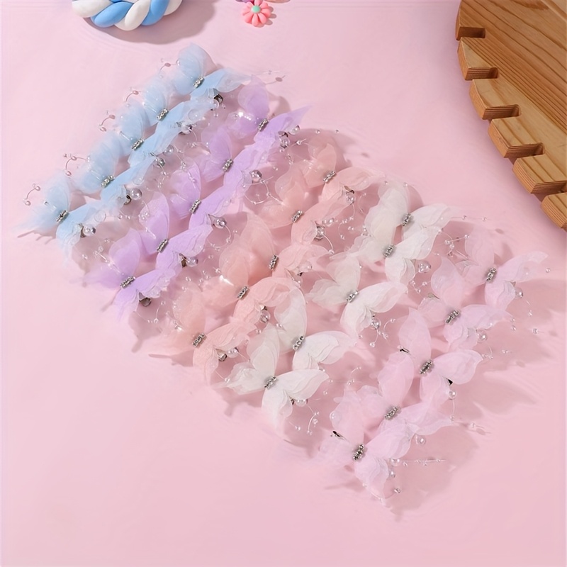 TEMU Set da 5/25 pezzi di fermacapelli a 3D dolci ed eleganti �� Accessori per capelli in poliestere a rete di chiaro adatti ad adolescenti e ragazze,