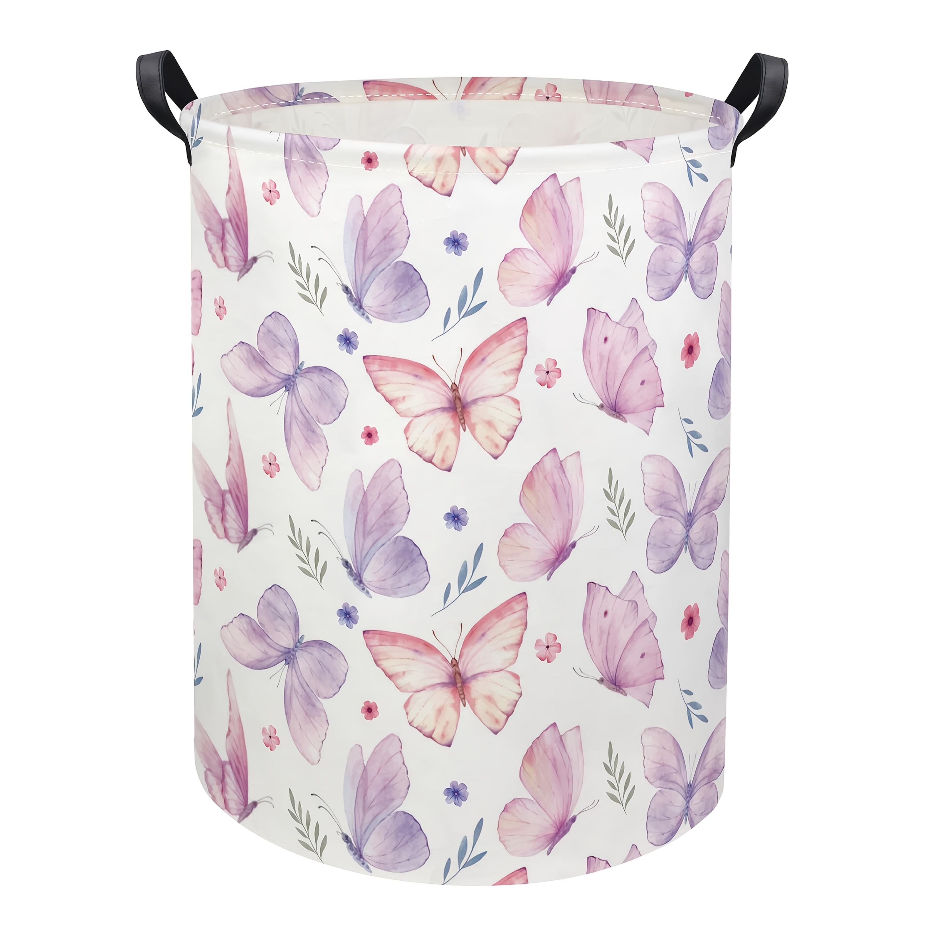 TEMU 1pc Cute Watercolor Hamper - Contemporary ' Storage Organizer With -shaped Opening & Lid (suitable For, Clothes, Books) | Durable Canvas Basket