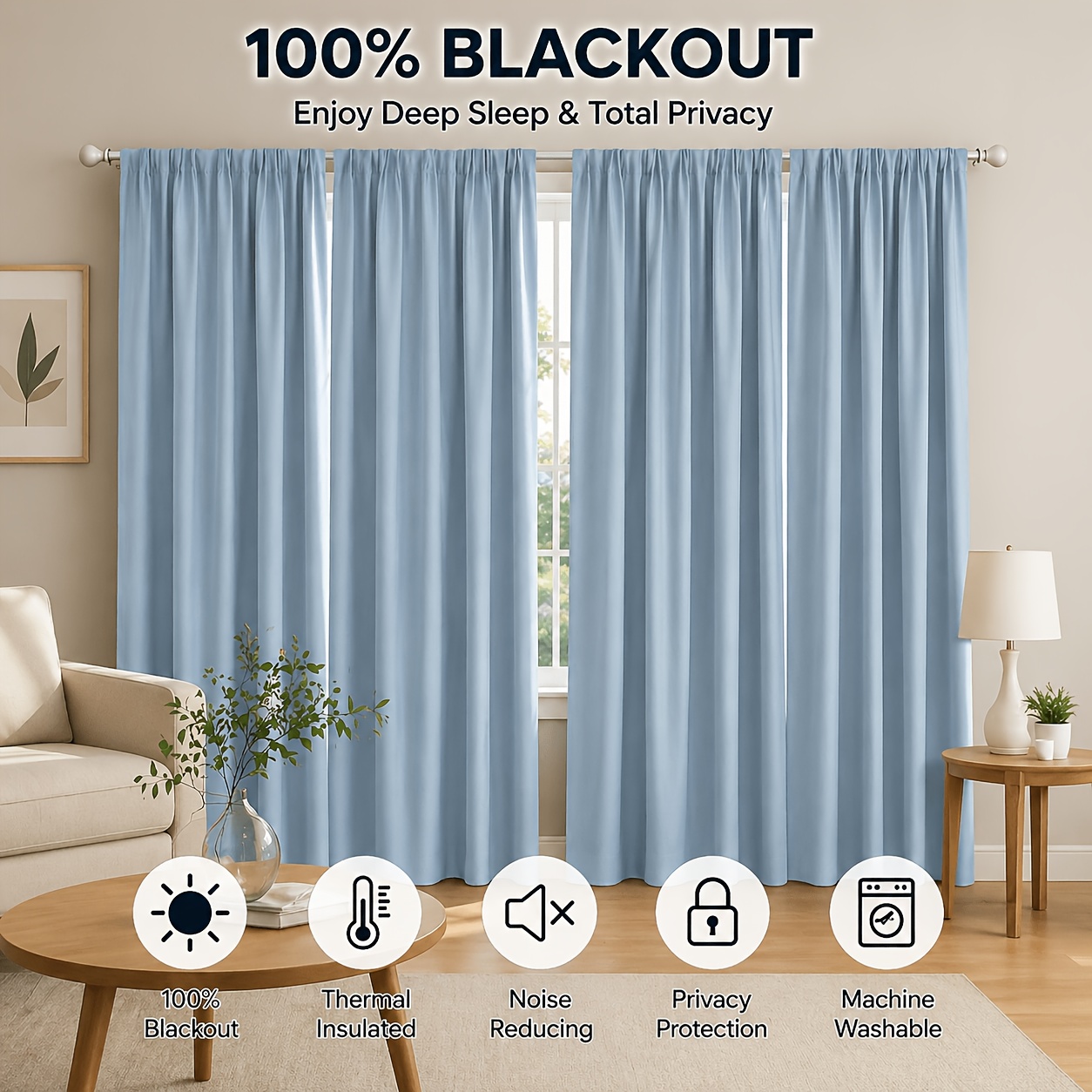 Blue nursery curtain detail