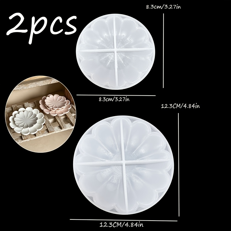 TEMU 2pcs Set - Resin Silicone Molds, Large And Small Petal-shaped Dish Silicone Mold Set, Jewelry Storage Tray Diy Plaster And Epoxy Resin Molds,