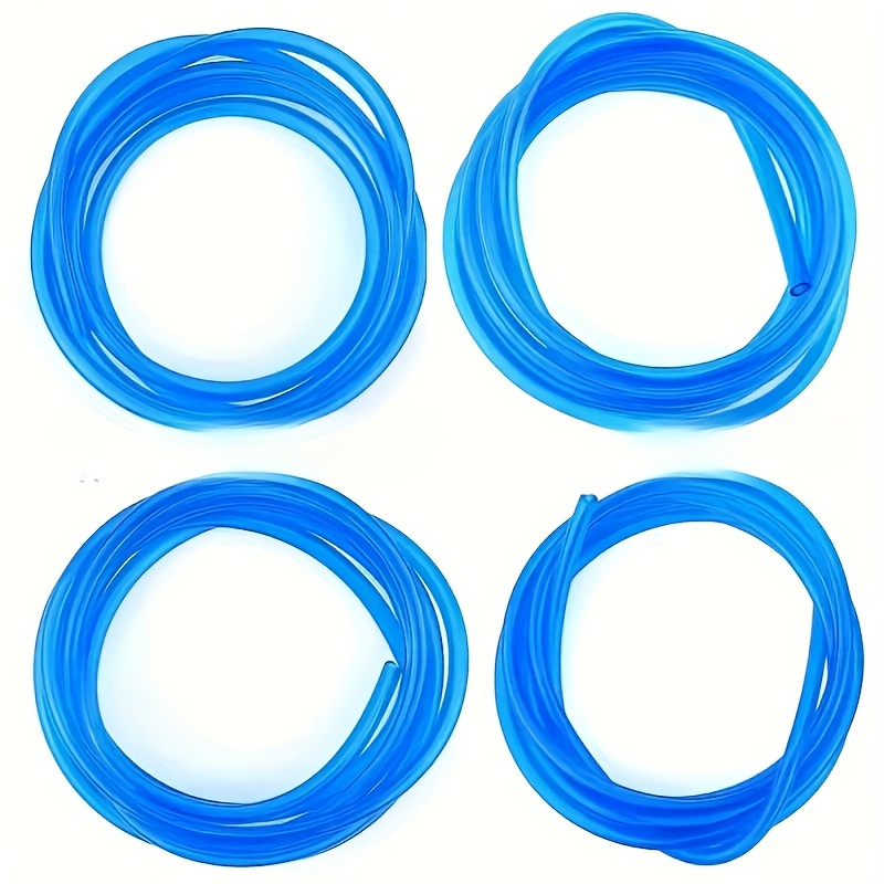 Image of 4 Long Fuel Hoses Suitable For Chainsaws, Small Two-stroke Engines, And Lawn Mowers. Durable And Flexible Petrol Gasoline Lines Yellow And Blue