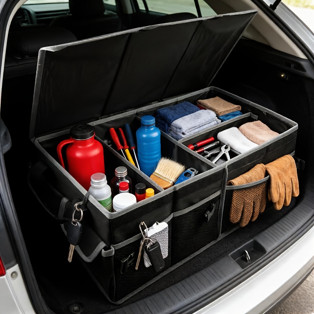 45L Groer, zusammenklappbarer Auto-Kofferraum-Organizer mit Deckel |  Oxford-Material * einsetzbar, multifunktional fr Camping, Outdoor &  Aufbewahrung, platzsparend *- & Rckentaschen, Seitentaschen ...