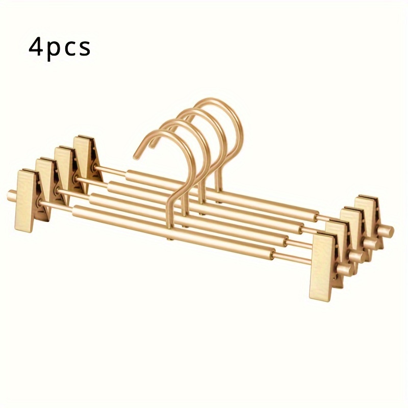 

4pcs Metal 2-clip Pants Hangers, Space Saving Trouser Rack, Durable Clothing Organizer For Pants, Bras, Scarves, Closet & Wardrobe, Suitable For Clothing Stores