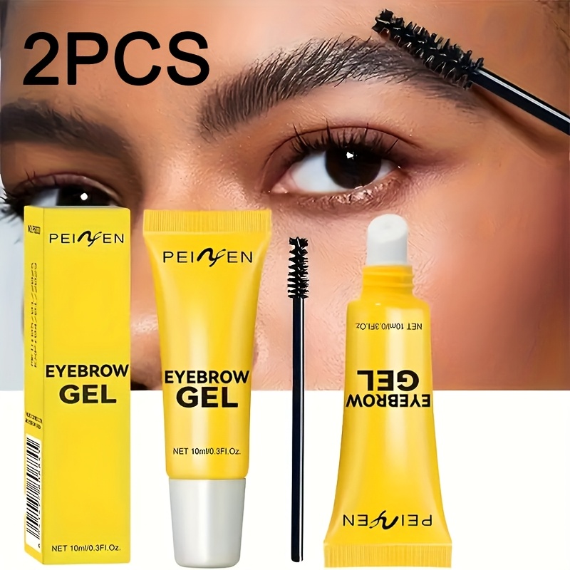 TEMU 2-pack Waterproof Eyebrow Gel Suitable For Types - Transparent Sweat-proof Long-lasting Brow Setting Gel With Brush For , & Definition, Suitable