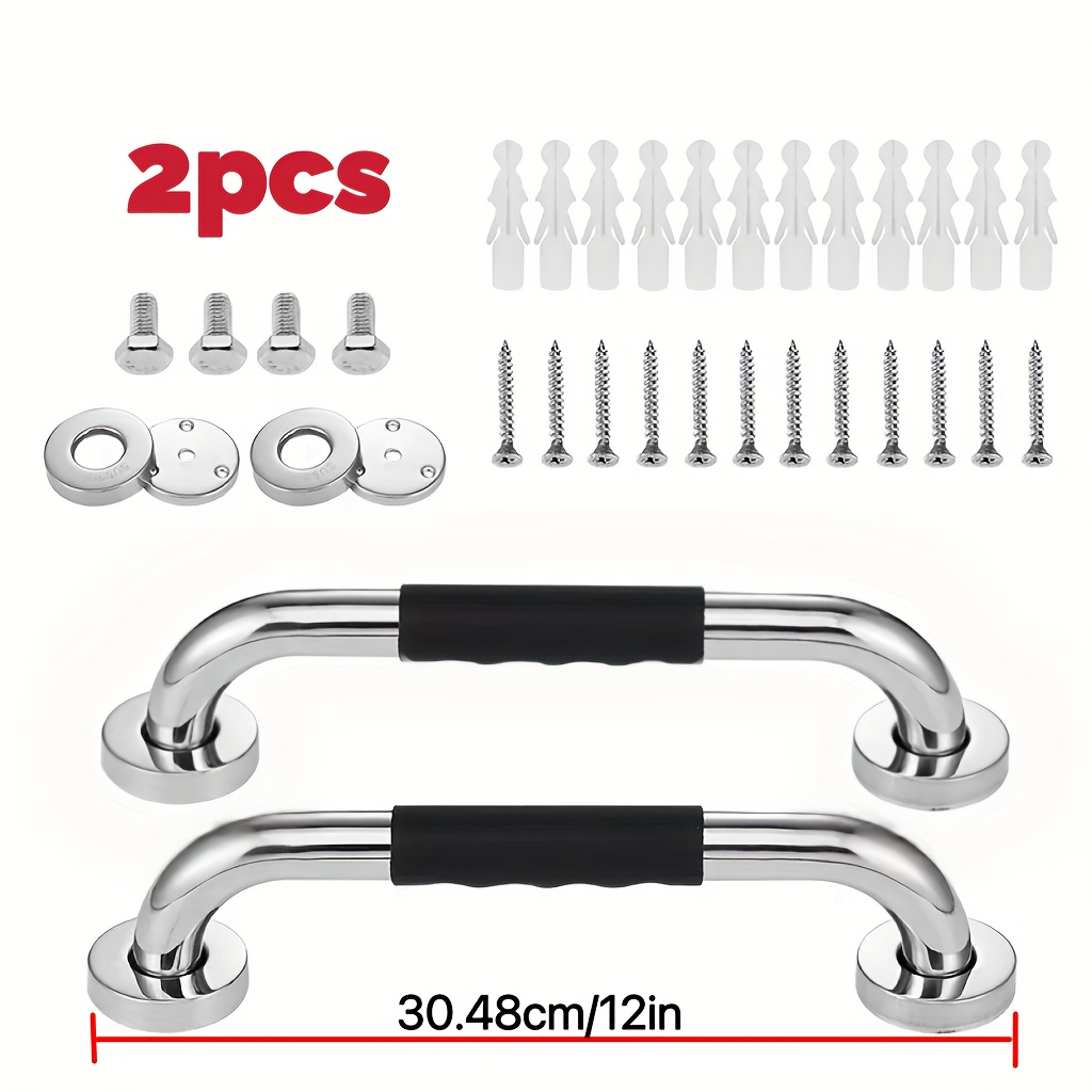TEMU Set Of 2 Grab Bars For Bathtubs And Showers, Non-slip Support Bars For Disabled Individuals, Safety Grab Bars For Elderly In Bathtubs And