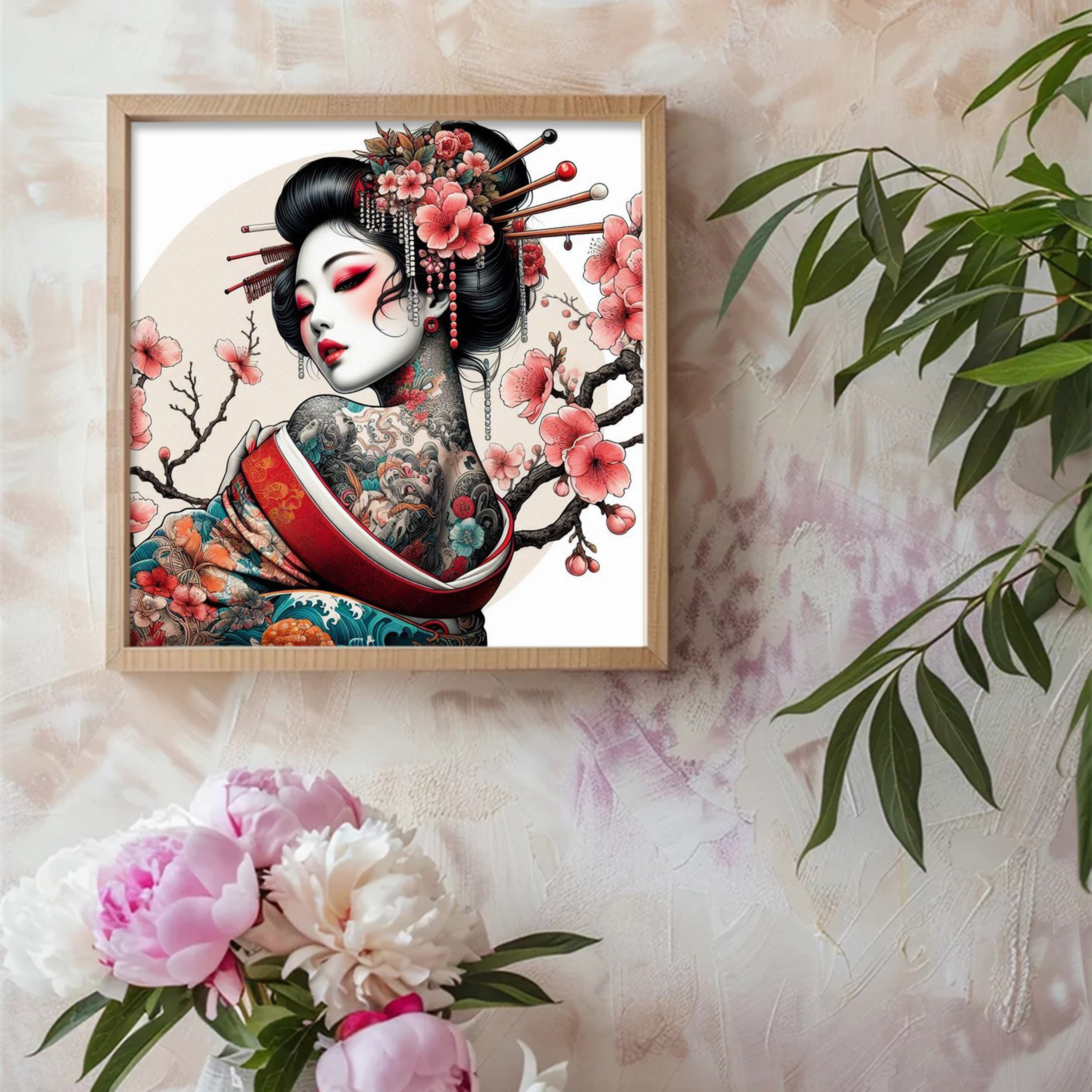 TEMU 1 Set - Kit Croce Tema Geisha Giapponese, Materiali per Fai da Te, Opera 11CT, Design e Manuale, Materiale Qualit� per un'Esperienza e . per