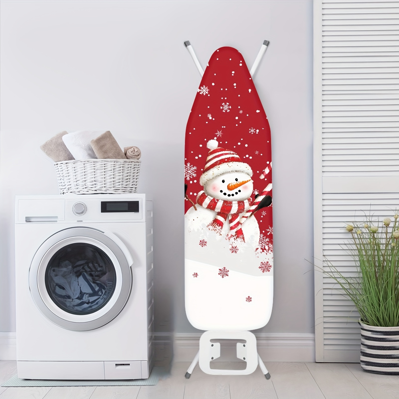 christmas snowman print ironing board cover dust proof stain resistant protective cloth for standard size boards cute holiday decor accessory details 8