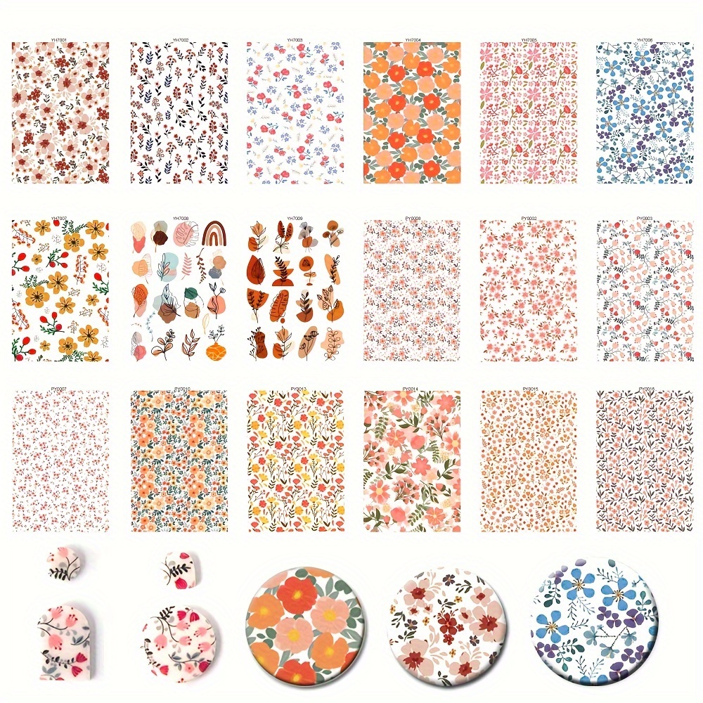 

Diy Polymer Clay Pottery Earrings Making Painted Water-soluble Stickers Flowers And Plants Series Clay Water Transfer Sticker Paper