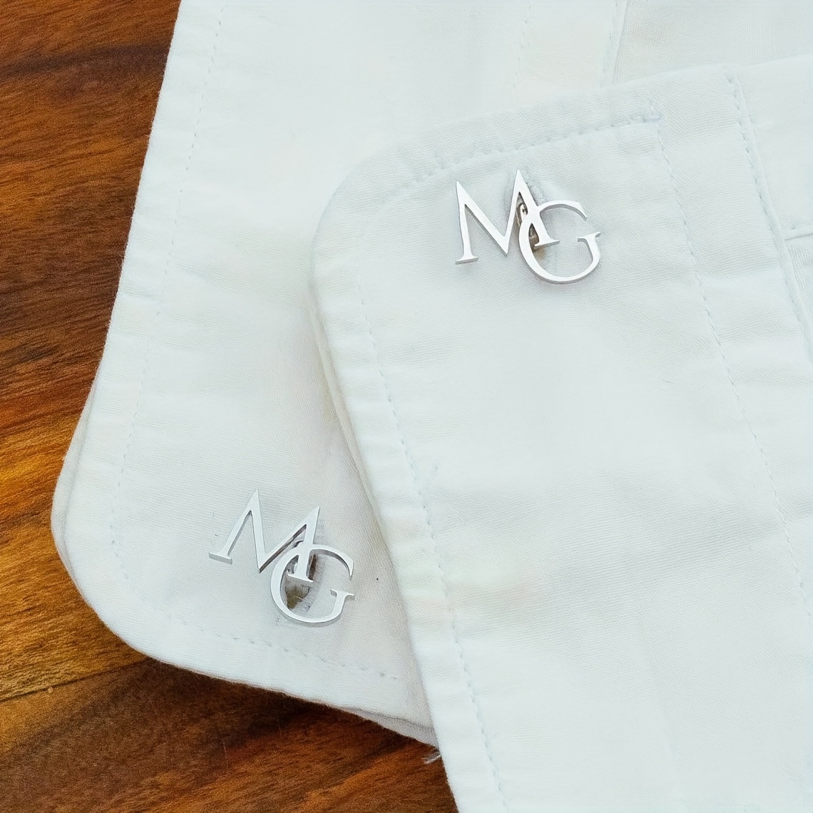 TEMU Customizable Stainless Steel Letter Cufflinks For Men – Elegant Double Initial Design, Perfect Gift For Him, Formal Suit Accessory, Cufflinks