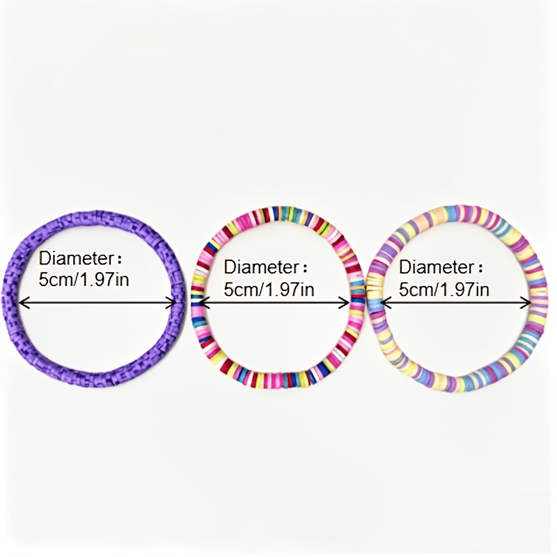 3pcs Bohemian Multicolor Soft Clay Elastic Bracelets