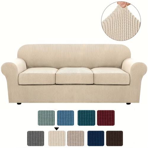 item picture 2 3 4pcs sofa cover elastic furniture protective of jacquard texture twill fabric polyester fiber and spandex material machine washable sliding cover
