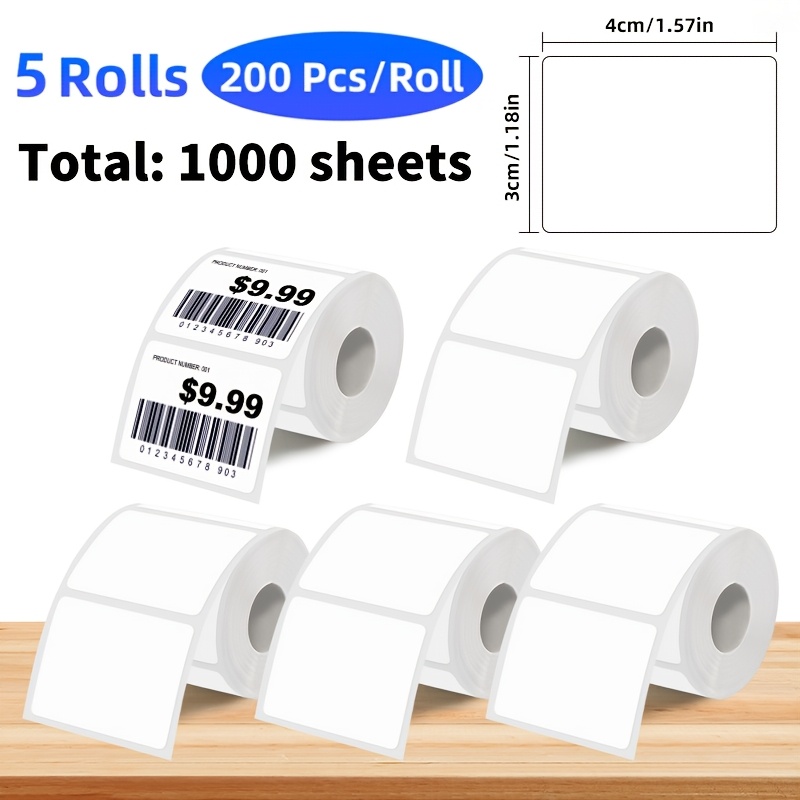 TEMU 5 Rolls Of Labels And Stickers, Each Roll Of 200 Waterproof White Self-adhesive Labels, Gift, Logo, Business And Home Diy Classification Labels,