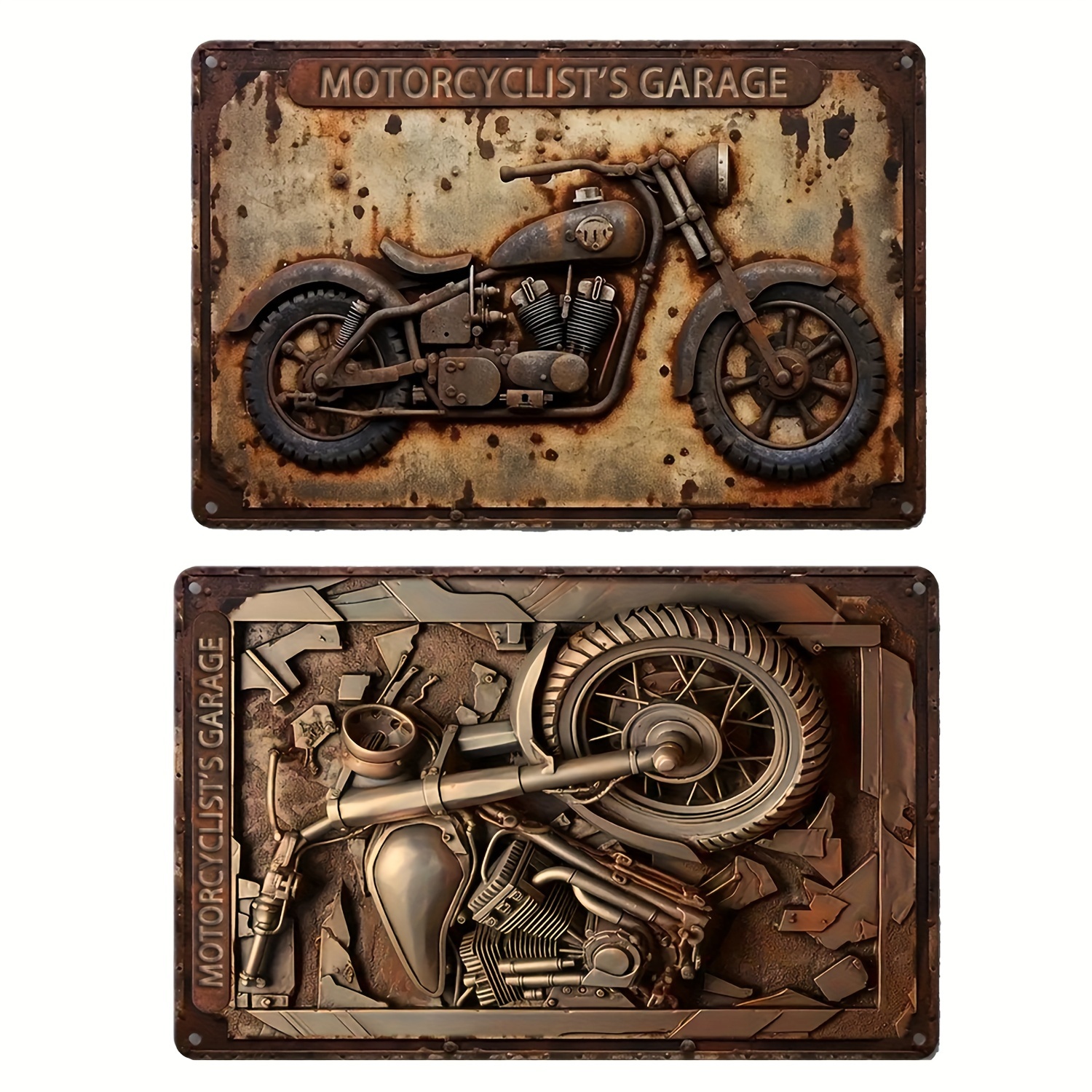 

1pc Vintage Motorcycle Metal Sign (12"x8"), 2d Classic Motorbike Print, Motorcyclist's Garage Wall Art, Rustic Home Decor, Farmhouse Porch Decoration, Garage And Outdoor Display
