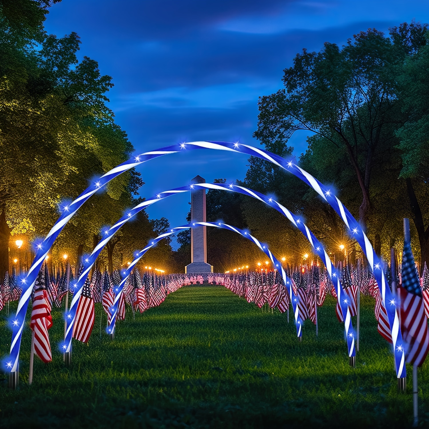 

3 Pcs 10ft Patriotic Light Arch Led 4th Of July Outdoor Archway Lights Decor Independence Day Red Blue And White Pathway Lights With Flasher Modes For Patriotic Memorial Day Party Decoration