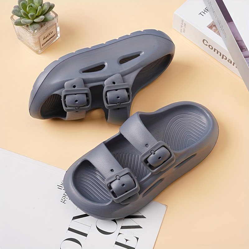 

Casual Comfortable Solid Color Open Toe Sandals For Boys, Breathable Lightweight Wear-resistant Slippers For Indoor Home Bathroom