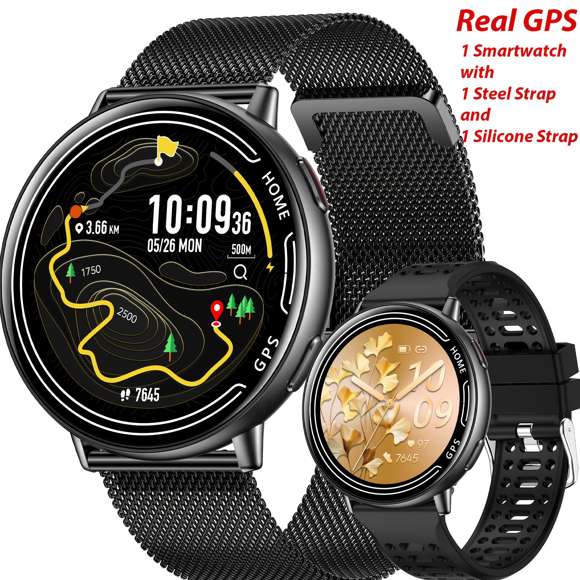 Image of Smart Watch For Men(answer/dial Calls), Smartwatch Fitness For And For Iphone, 3.53cm Activity With Sleep Monitor, Calorie, Call , Wireless Call Smart Watch, , 1 Smart Watch With 3 Straps