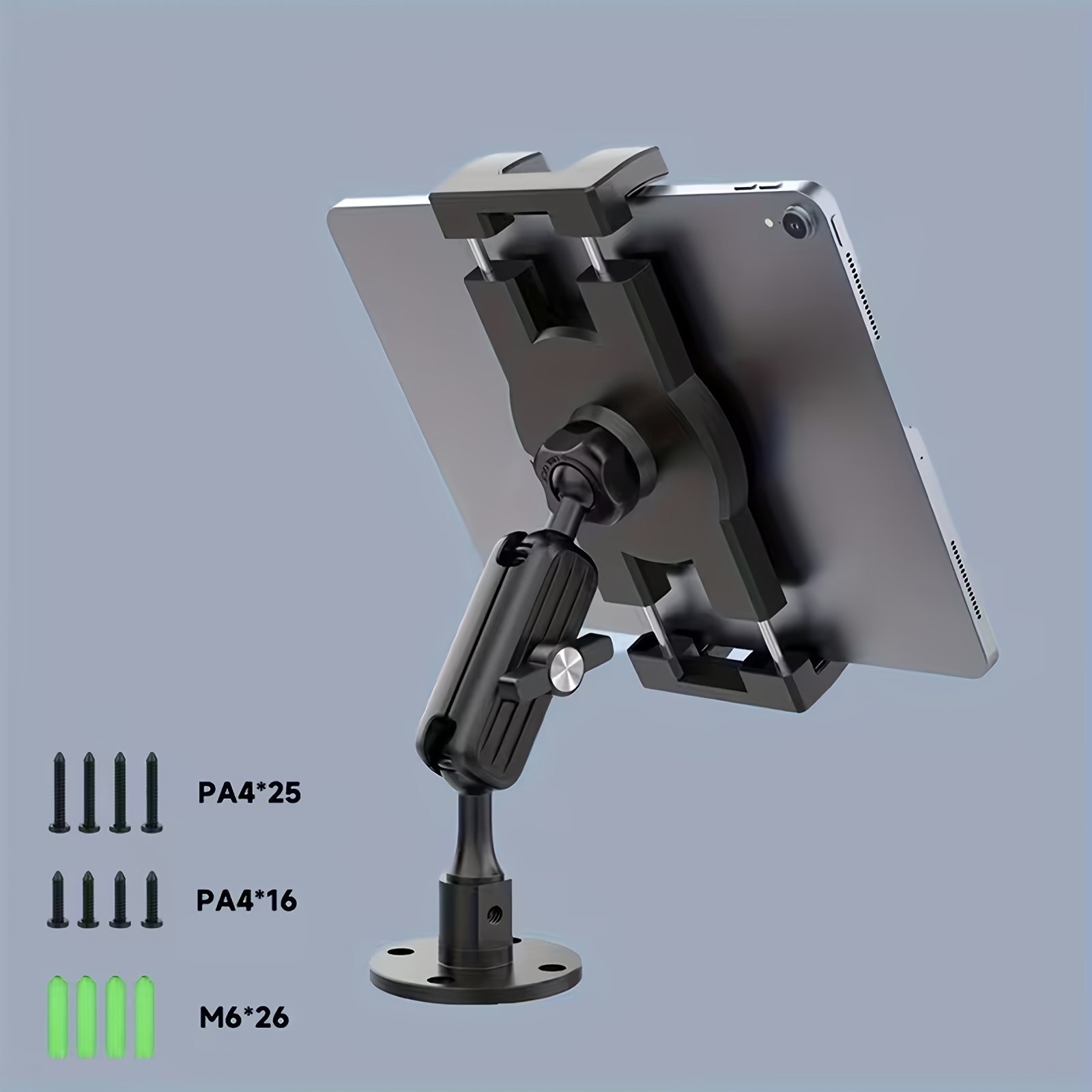 Image of Huogantom Heavy Duty Drill Base Tablet Stand, Tablet Car Mount Dashboard With 360° Adjustable Holder, Compatible With Tablets/ Phones (.7" - 12.9"), For Desks, Walls, Trucks, Car And More