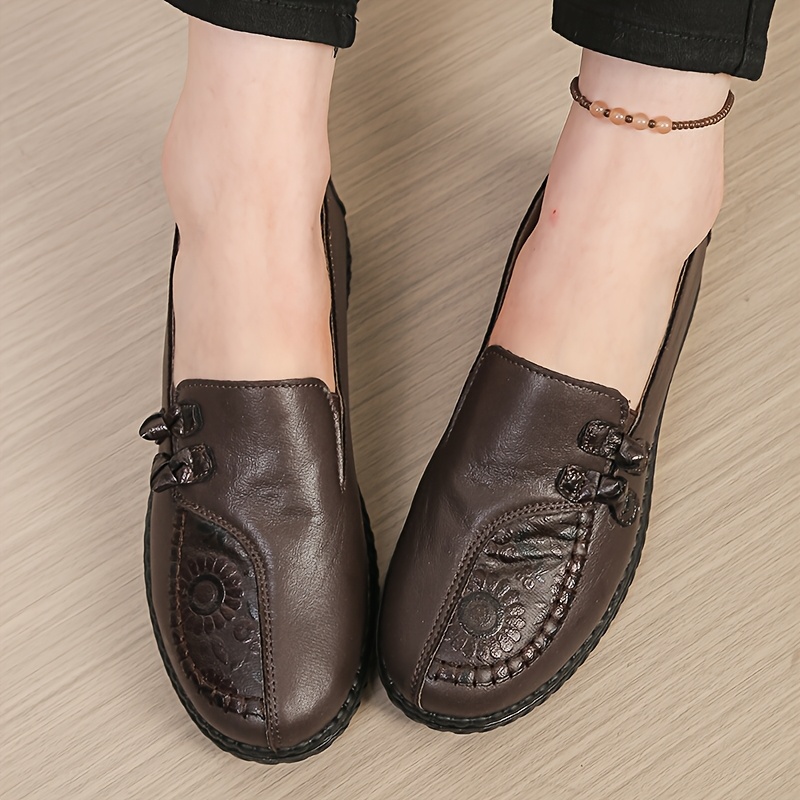 TEMU Nouvelles chaussures plates et tendance pour femmes, toutes saisons 2026, pour mères âgées et de âge | Tige en polyuréthane, intérieur en tissu,