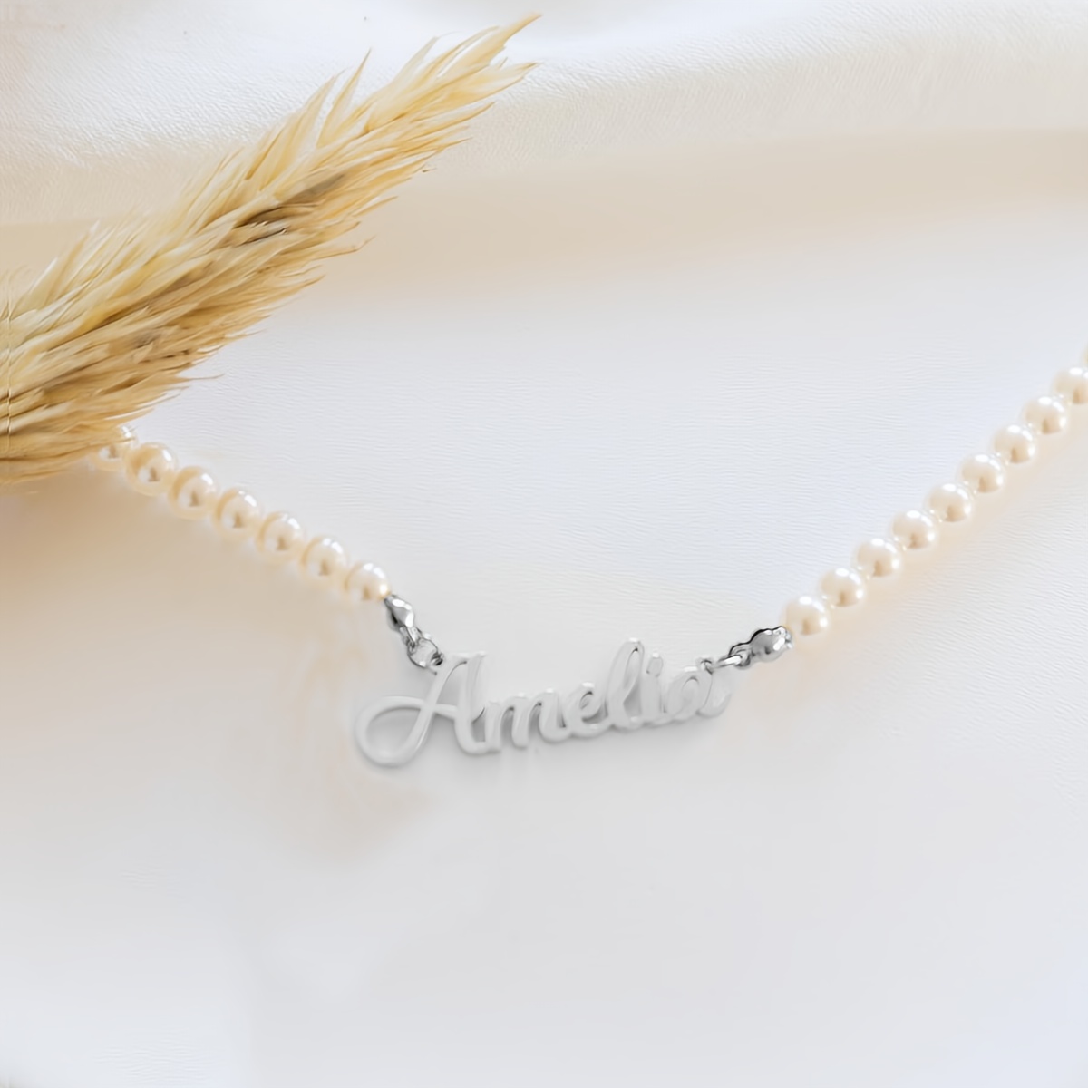 TEMU (La información personalizada únicamente puede ser en inglés; Solo en inglés; Otros idiomas se traducirán al inglés) 1pc Collar de perlas