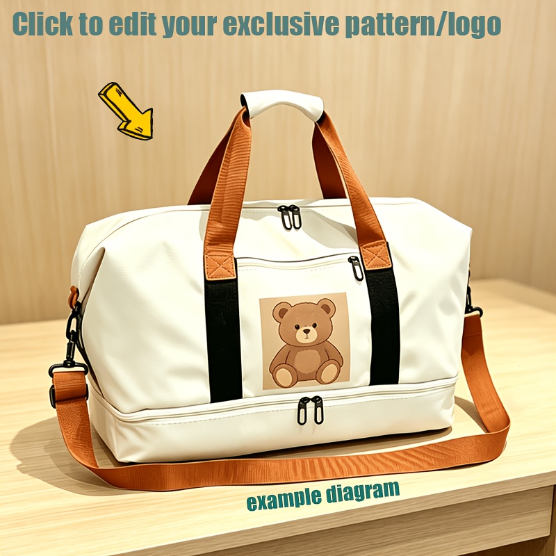 TEMU Borsa tote da viaggio personalizzata con motivo a scelta, 1 pezzo , grande borsa da palestra personalizzata in tessuto Oxford con motivi//testo