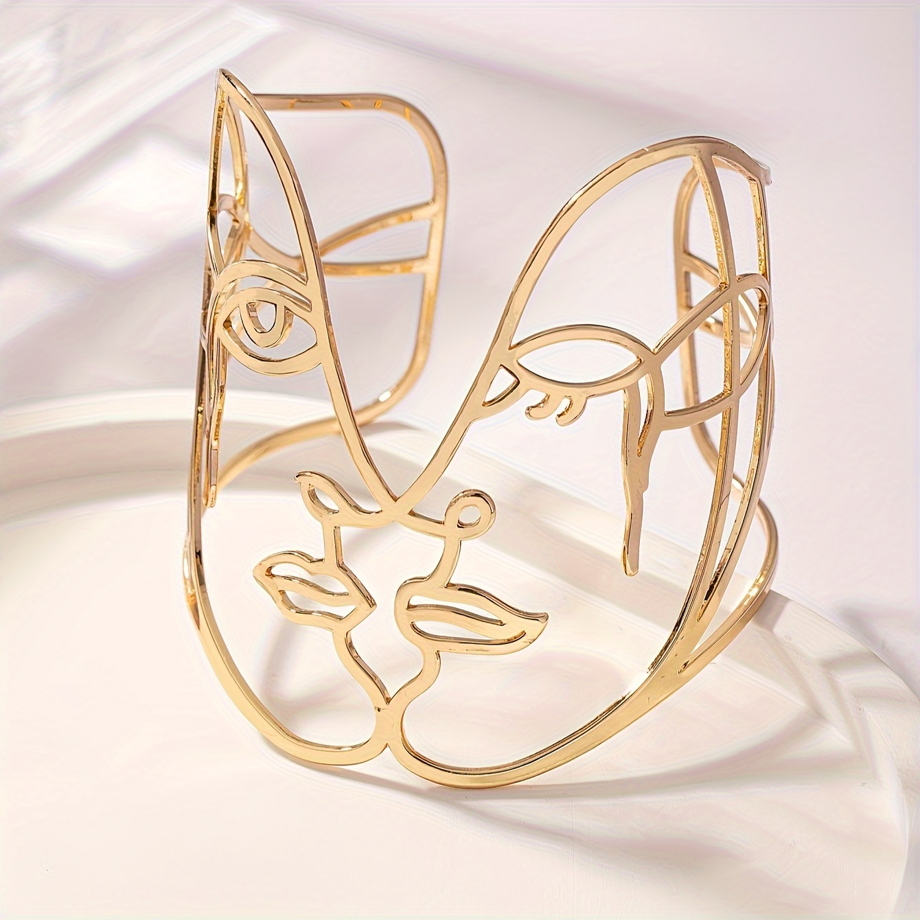 Perfect Hollow Face Cuff Bracelet, Unique Silhouette Design