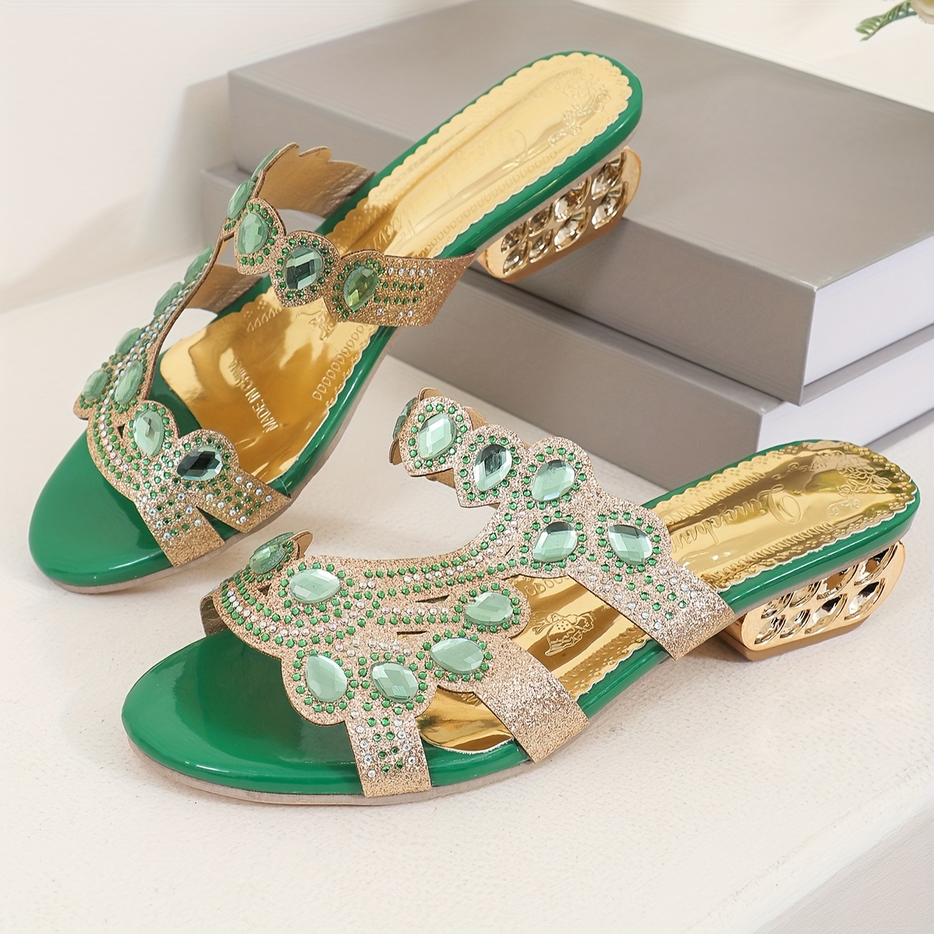 women s glitter rhinestone decor sandals slip comfort dressy details 3