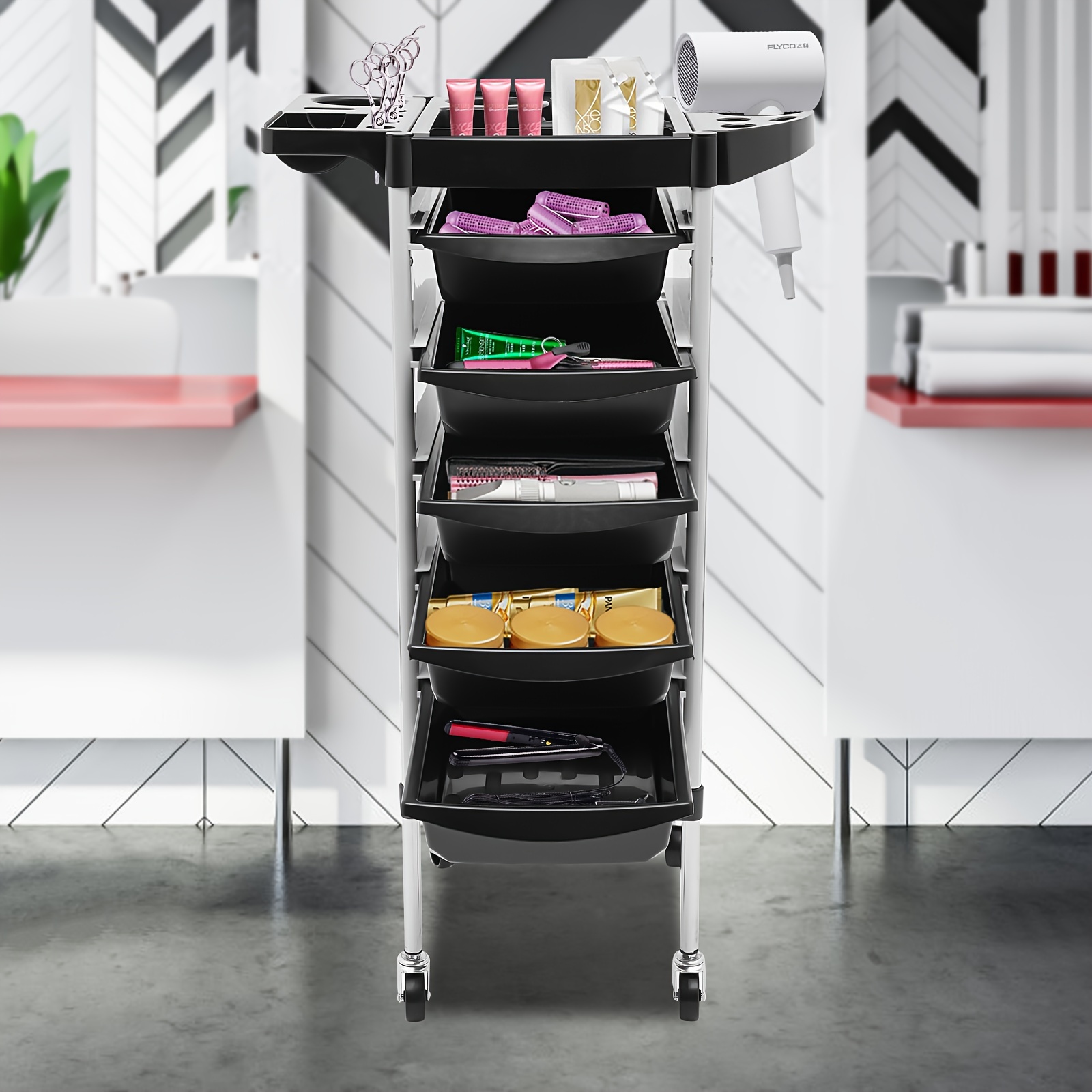 

Beauty Hairdresser Trolley Salon Hairdresser Trolley With 5-drawers